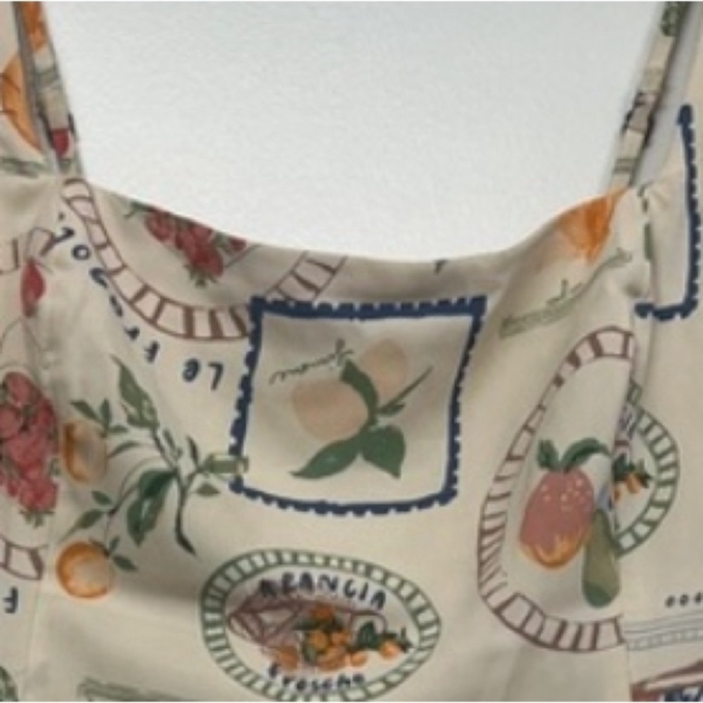 Abercrombie & Fitch Linen Ruched Dress in Italia Print ST - Picture 3 of 4